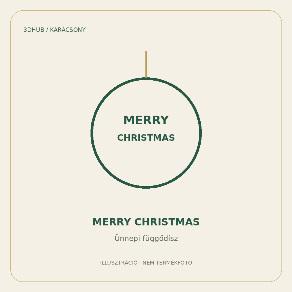 Merry Christmas dísz – hangulati illusztráció, nem termékfotó